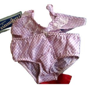 Vintage 1980's GIRLS Swimsuit 3T 3X Bikini swim suit LILAC CHECKER CASTAWAYS